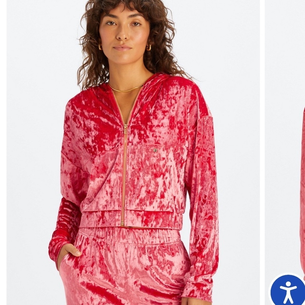 NWT Fabletics Crushed Velour Zip Up Hoodie